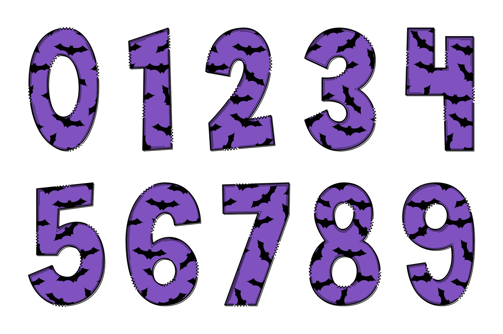 Adorable Handcrafted Flying Bat Number Set 25784916 Vector Art at Vecteezy