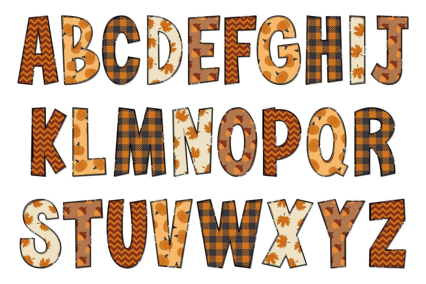 Adorable Handcrafted Hello Fall Font Set vector