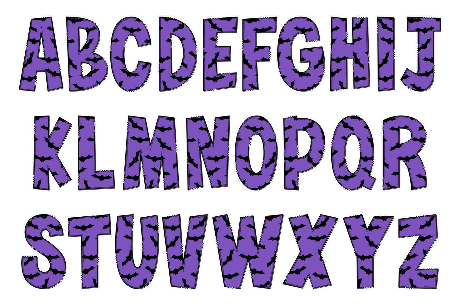 Adorable Handcrafted Flying Bat Font Set vector