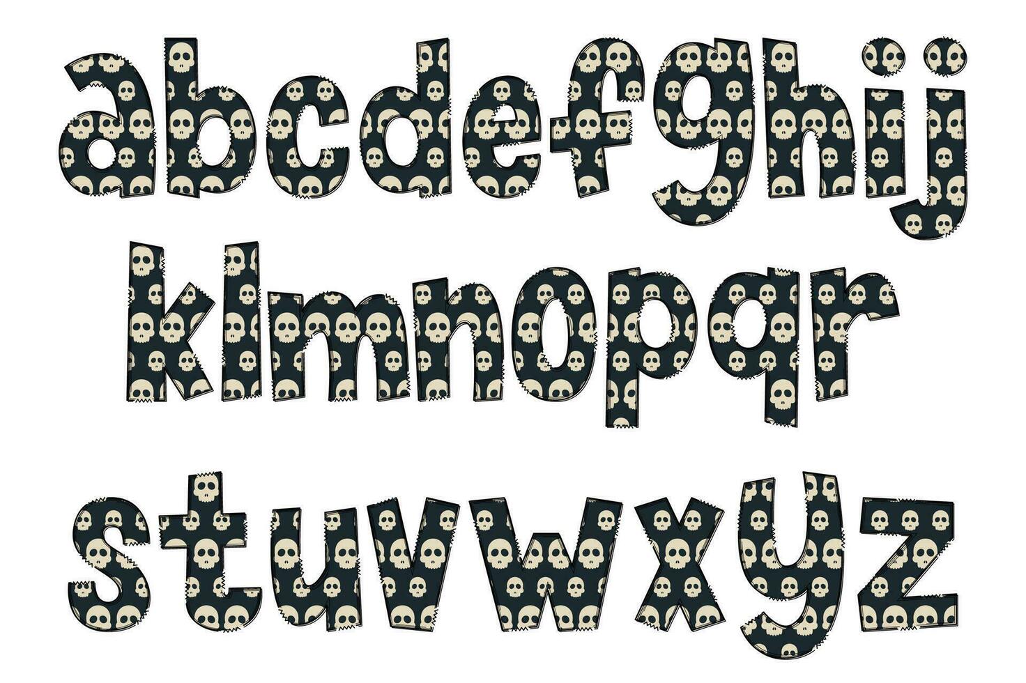 Adorable Handcrafted White Skull Font Set vector