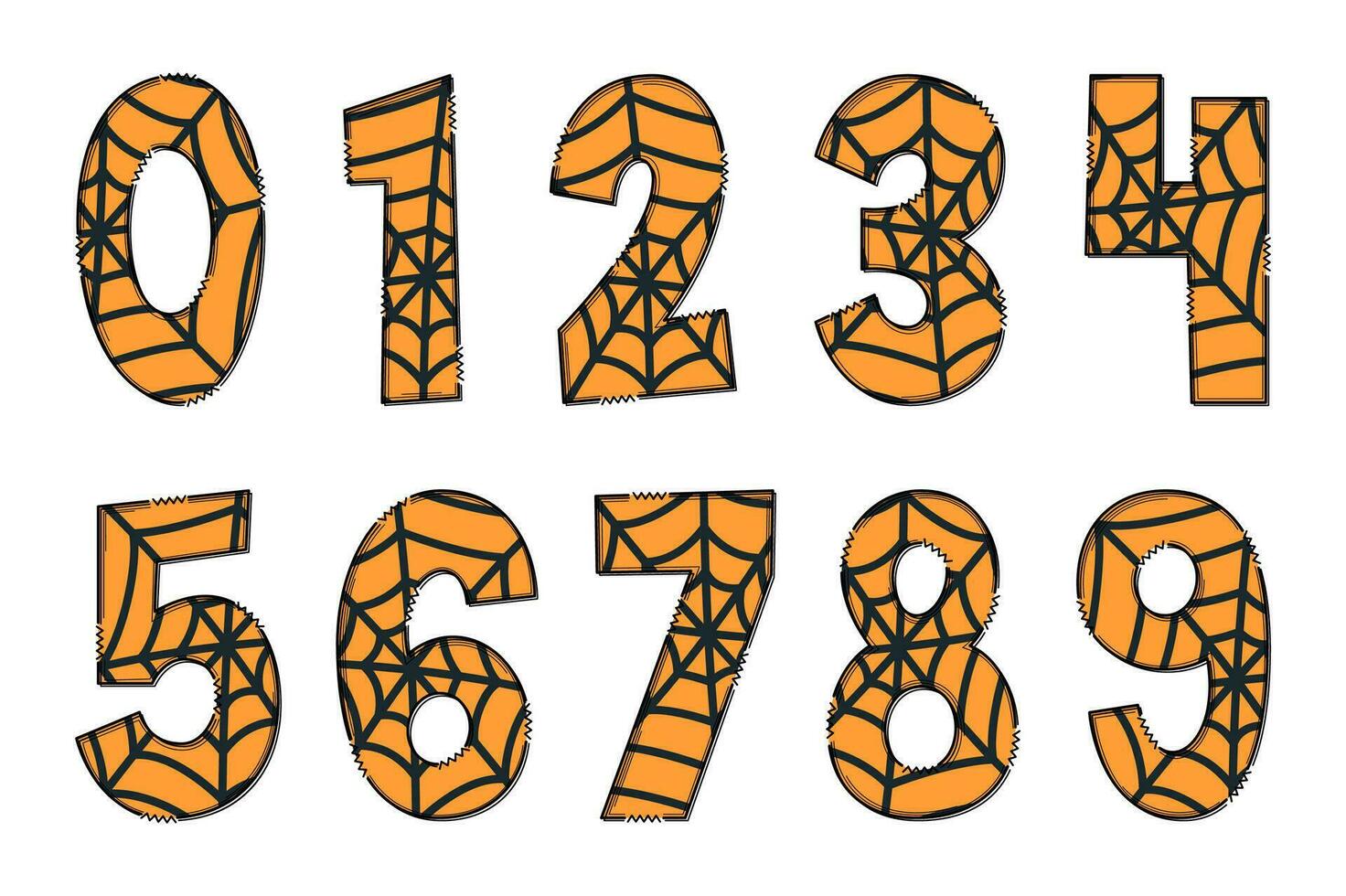 Adorable Handcrafted Spider Web Number Set vector