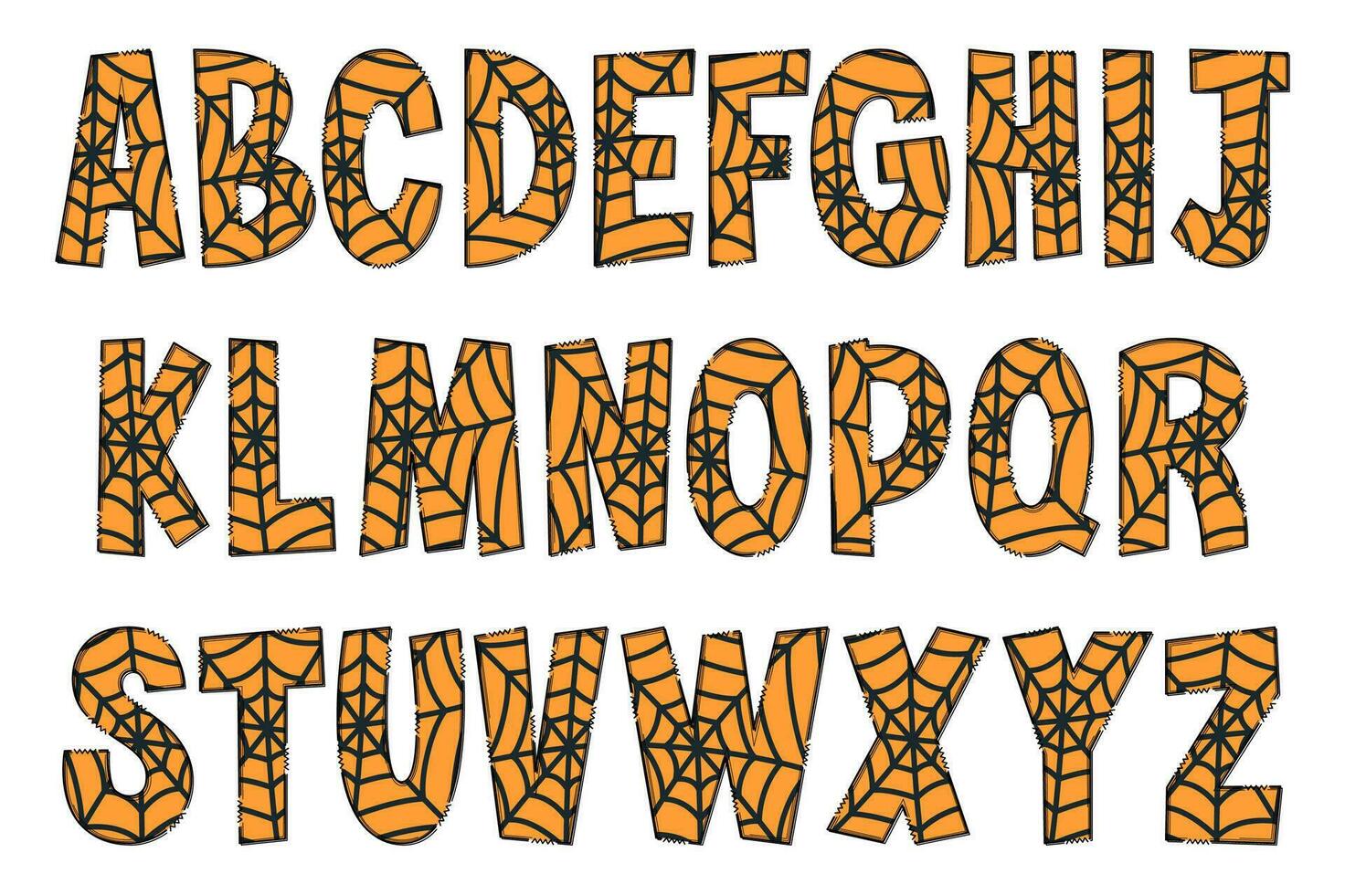 Adorable Handcrafted Spider Web Font Set vector