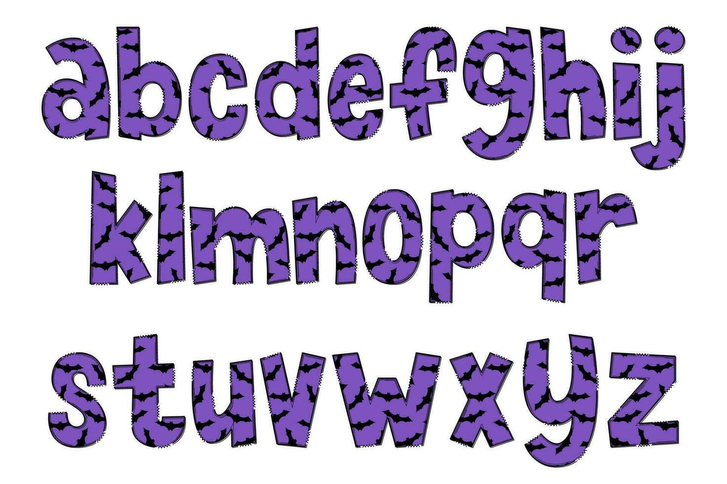 Adorable Handcrafted Flying Bat Font Set vector