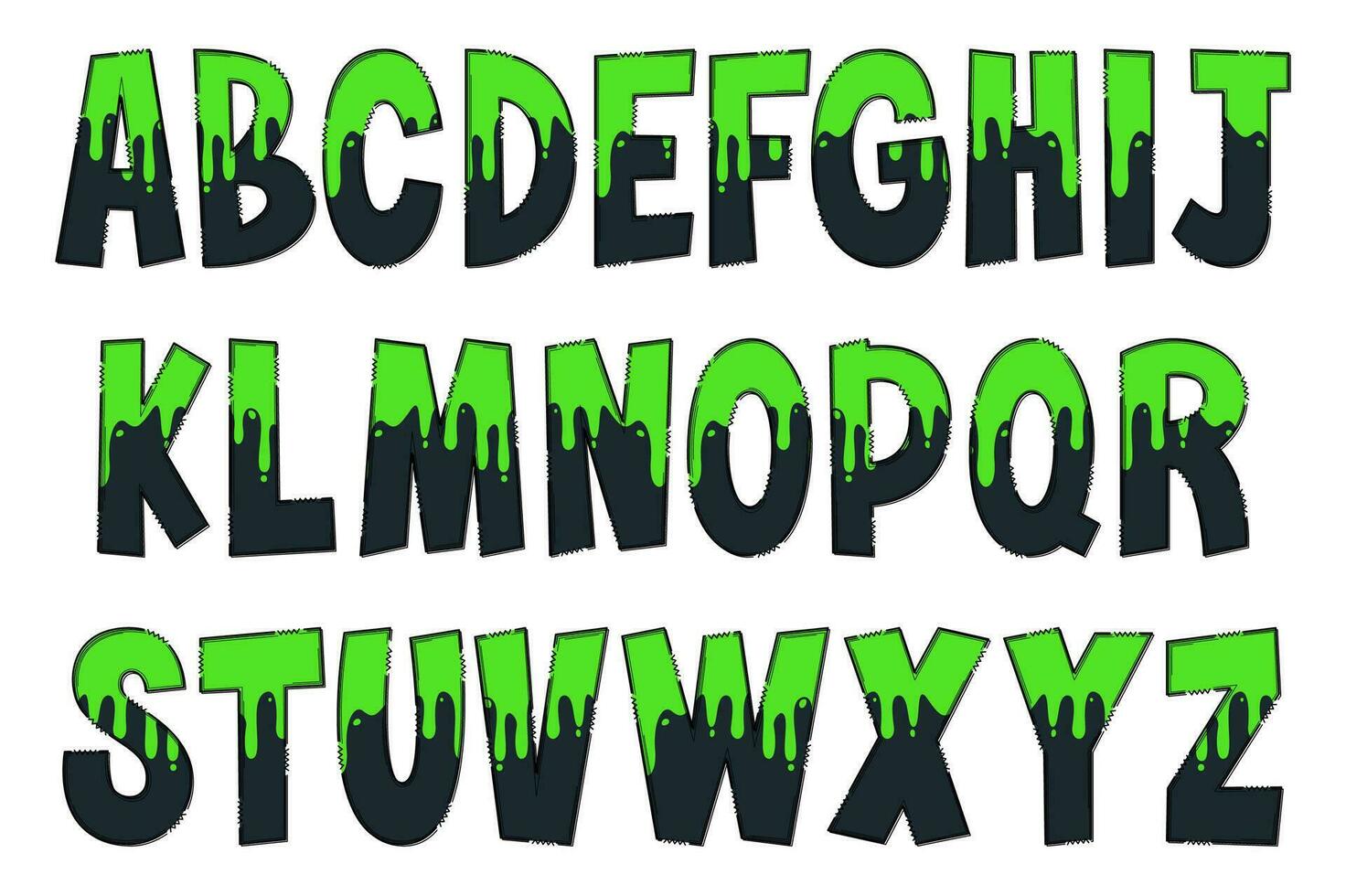 Adorable Handcrafted Green Slime Font Set vector