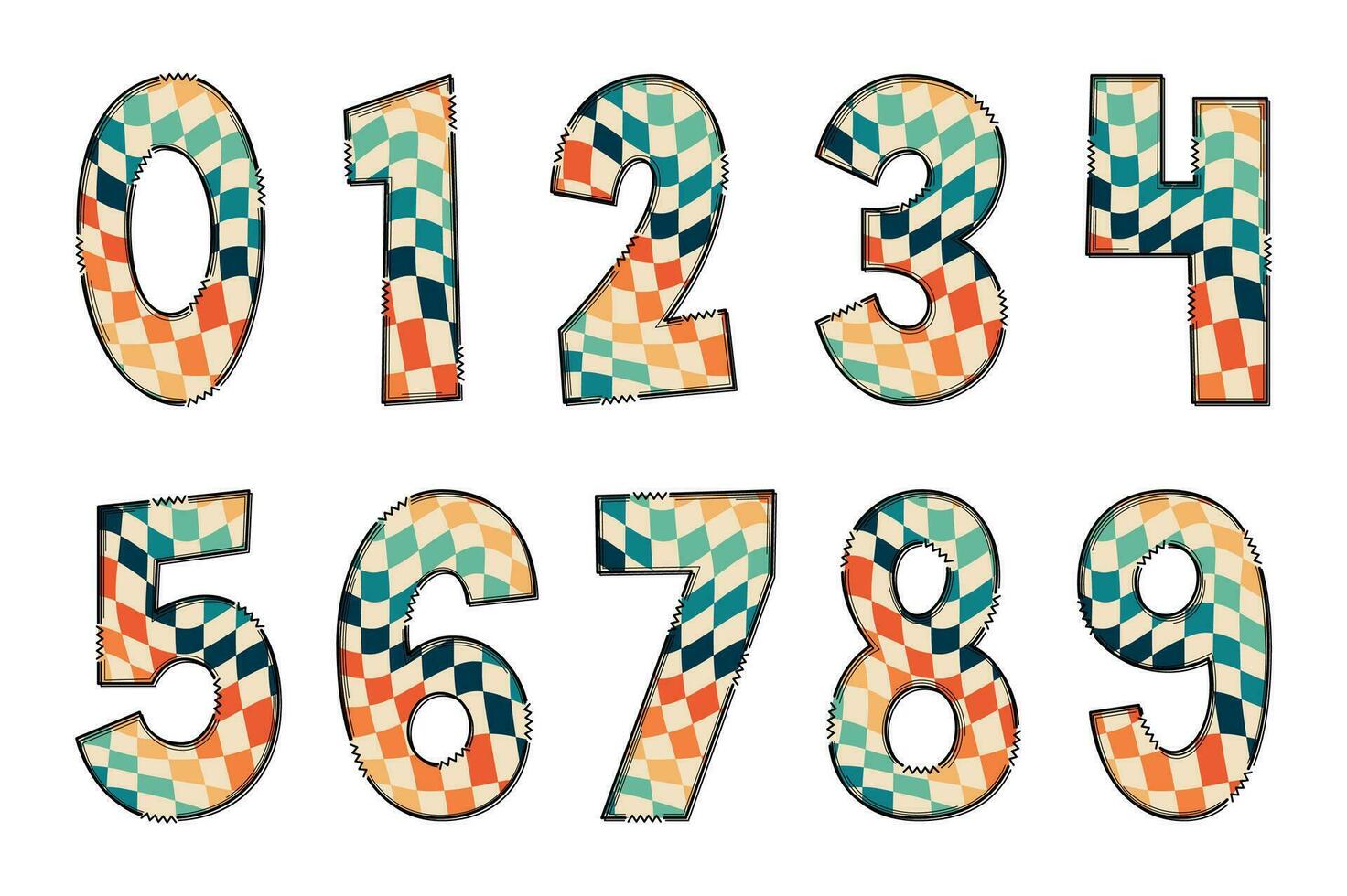 Adorable Handcrafted Checkerboard Number Set vector
