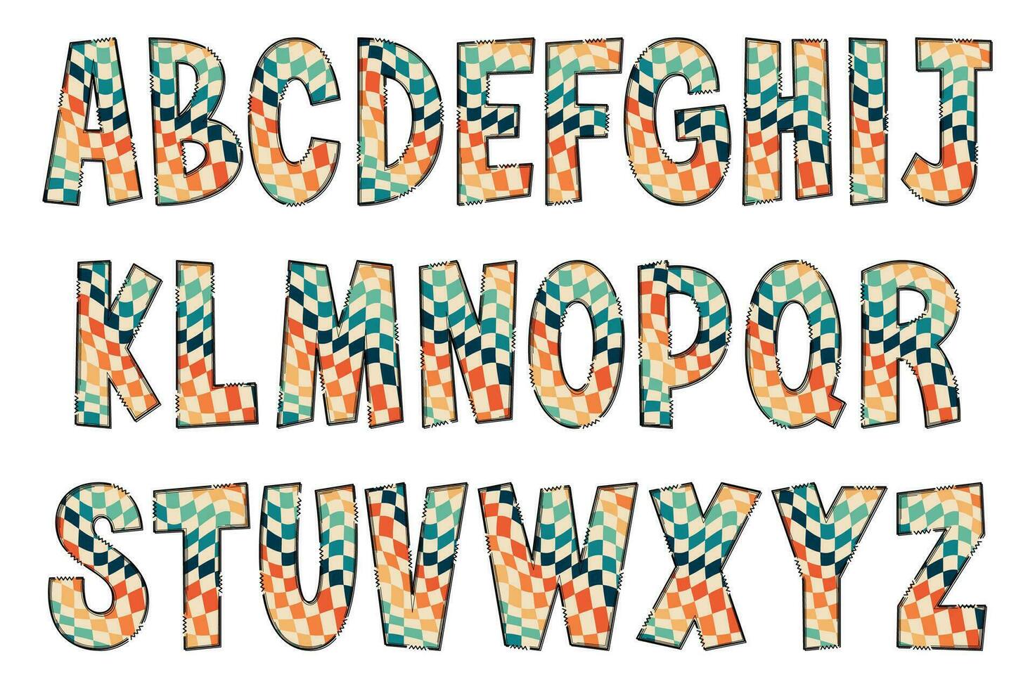 Adorable Handcrafted Checkerboard Font Set vector