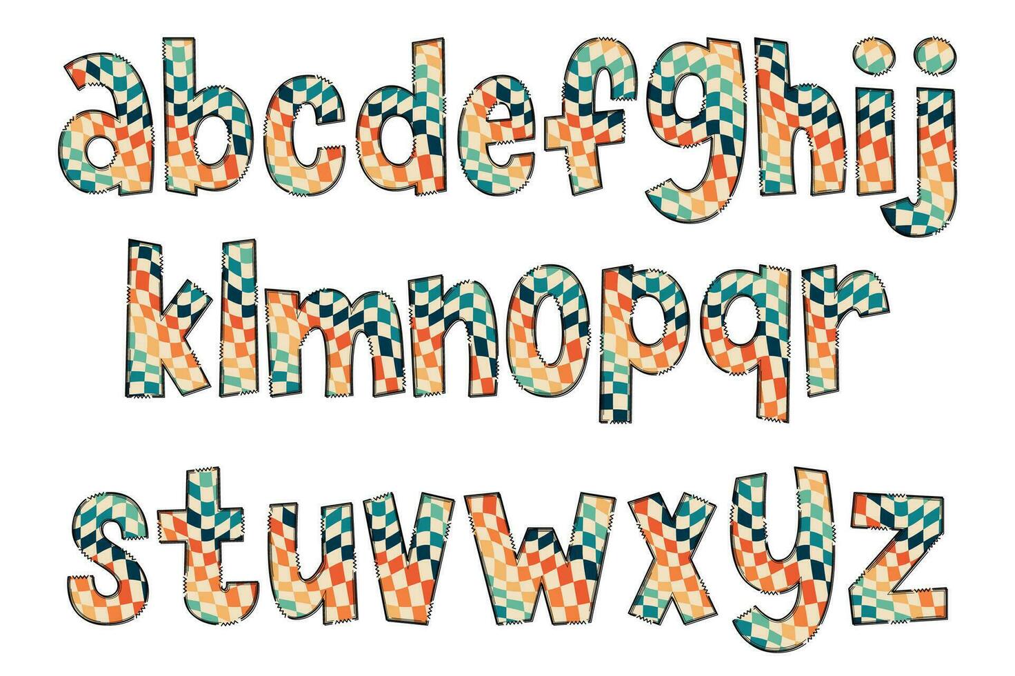 Adorable Handcrafted Checkerboard Font Set vector