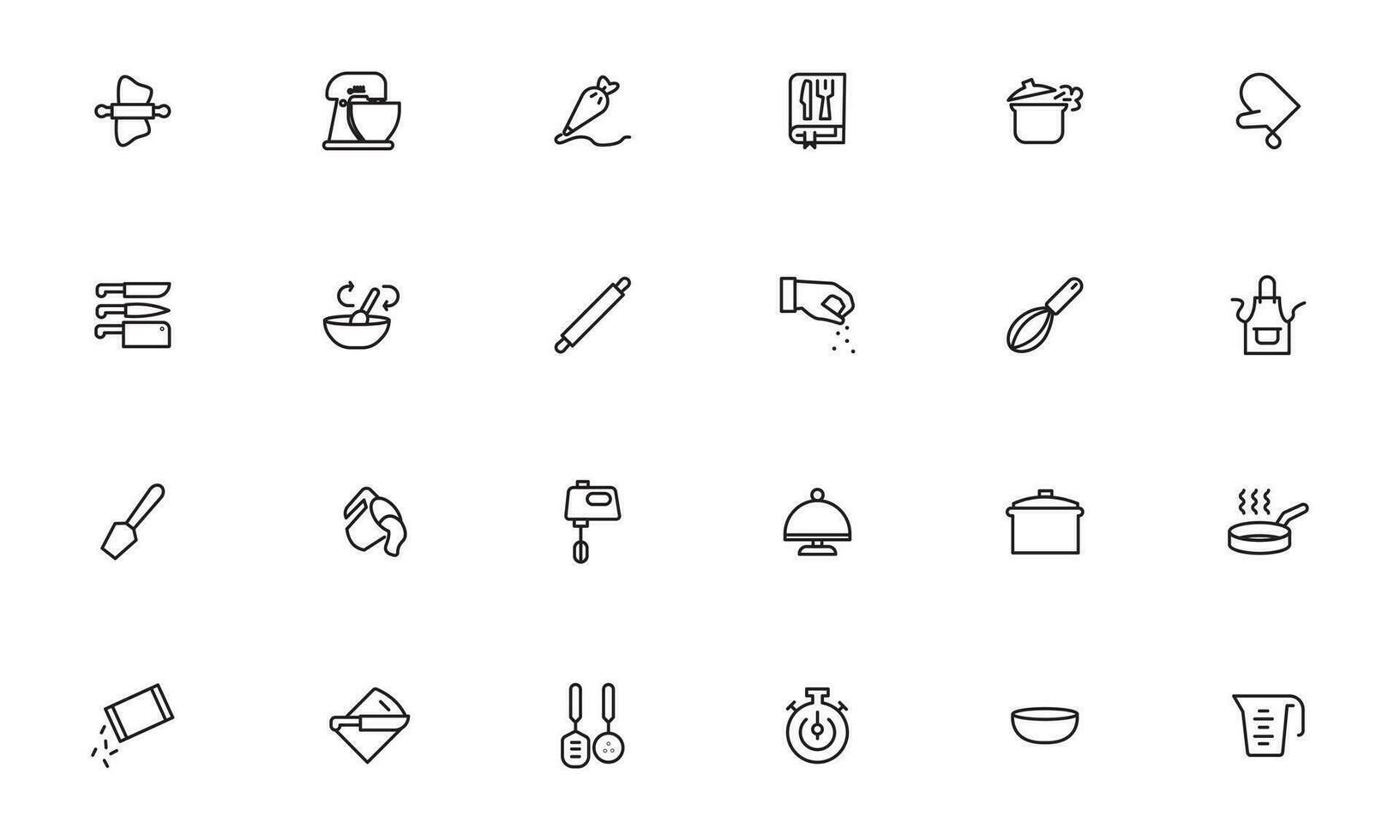Simple Set of Cooking Related Vector Line Icons