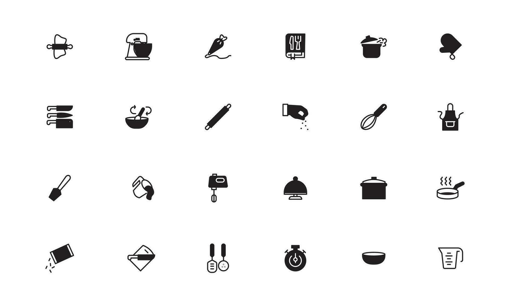 Simple Set of Cooking Related Vector Line Icons