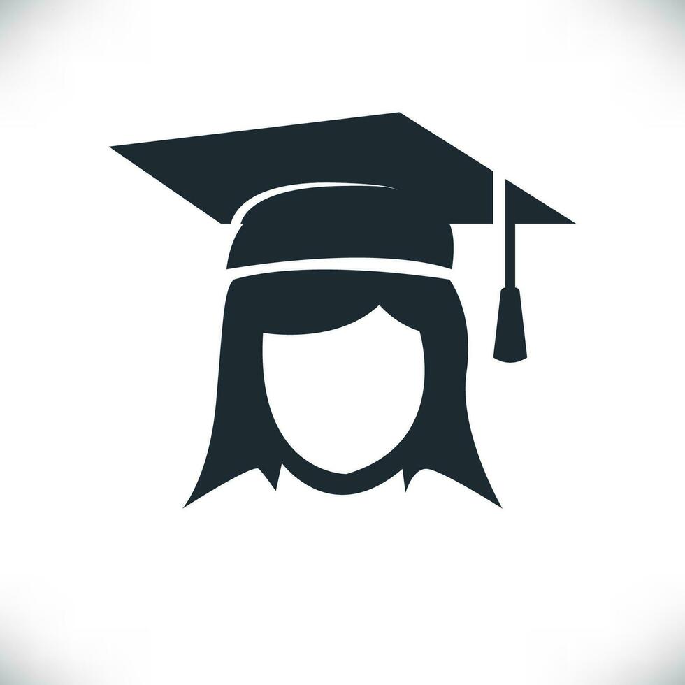 Graduation hat vector icon isolated on white background.