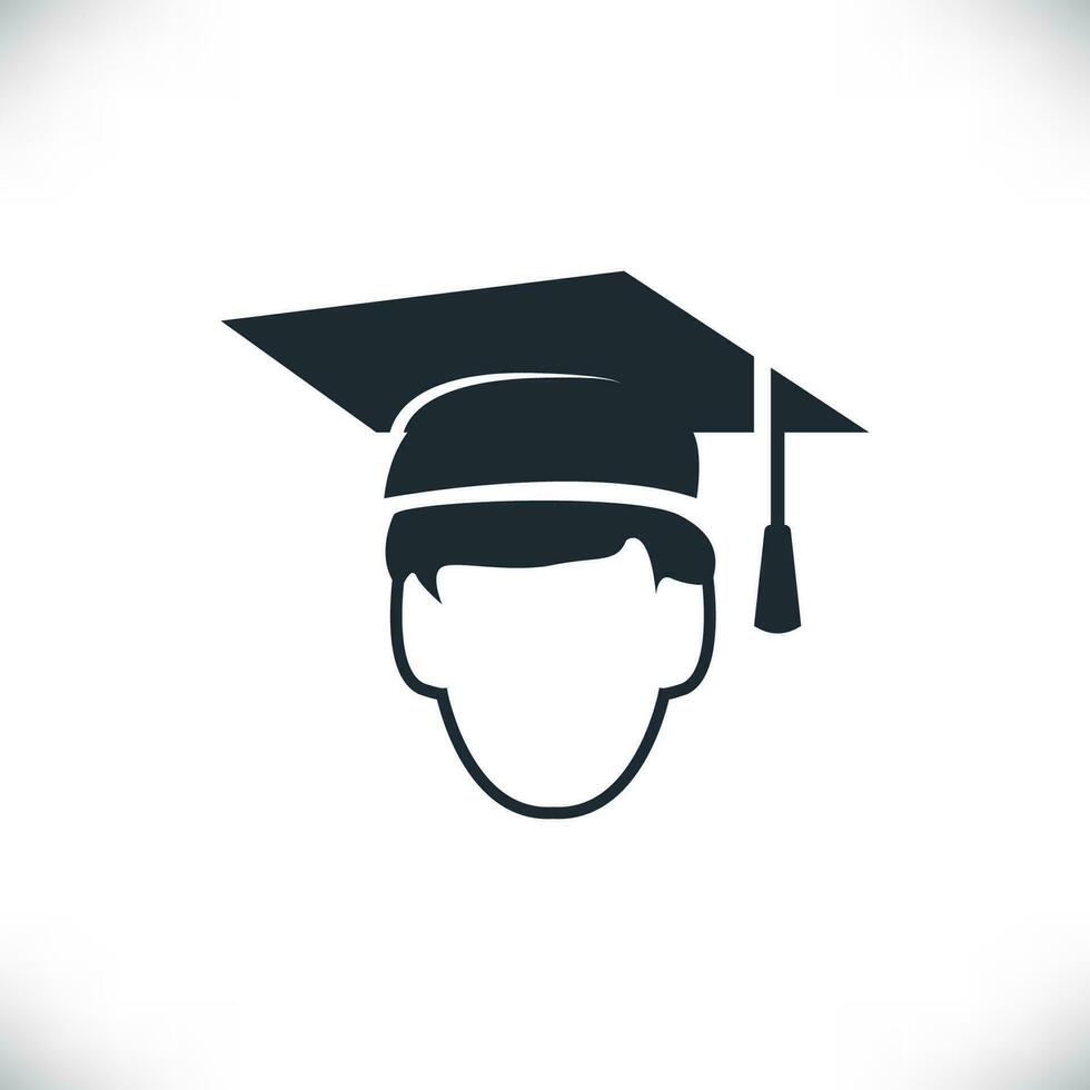 Graduation hat vector icon isolated on white background.