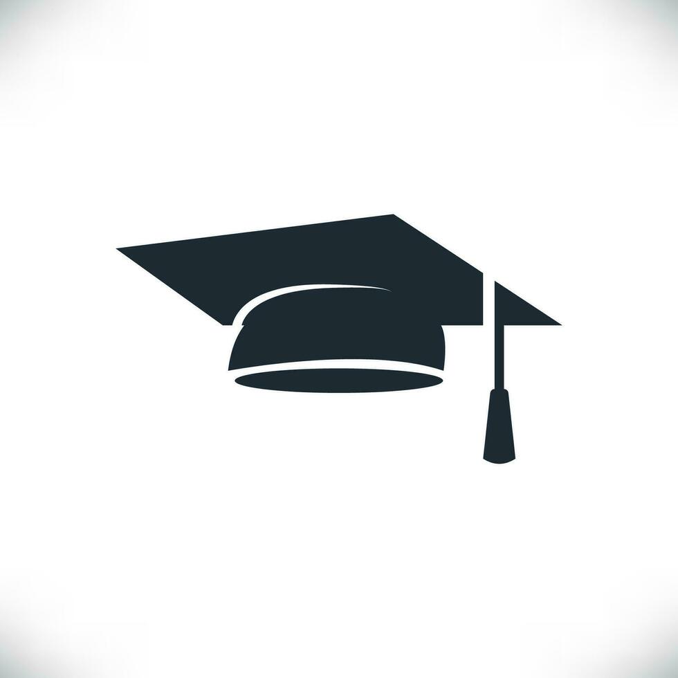 Graduation hat vector icon isolated on white background.