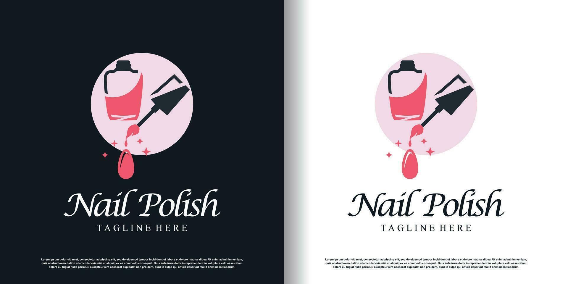 Nail polish logo with creative concept premium vector