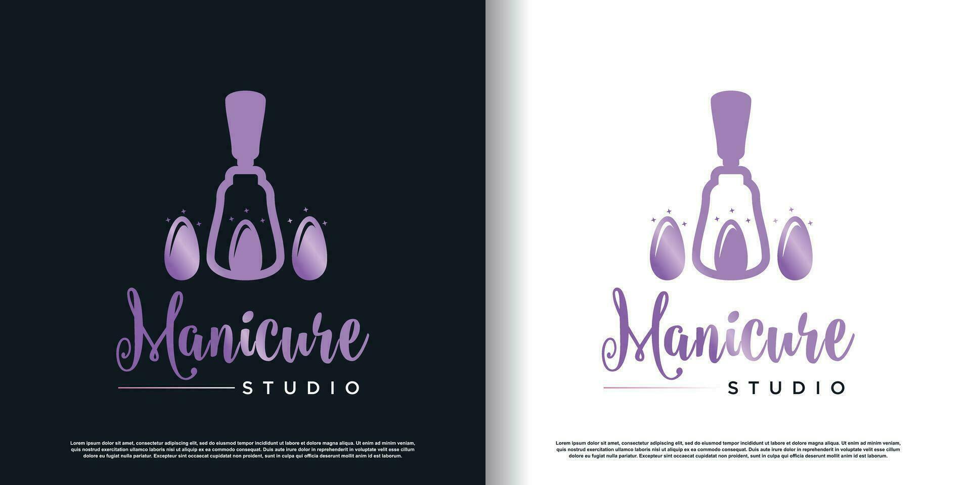 Nail polish logo with creative concept premium vector