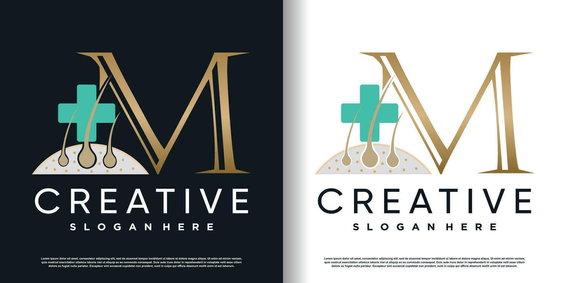 hair care logo icon with initial M and creative concept  premium vector