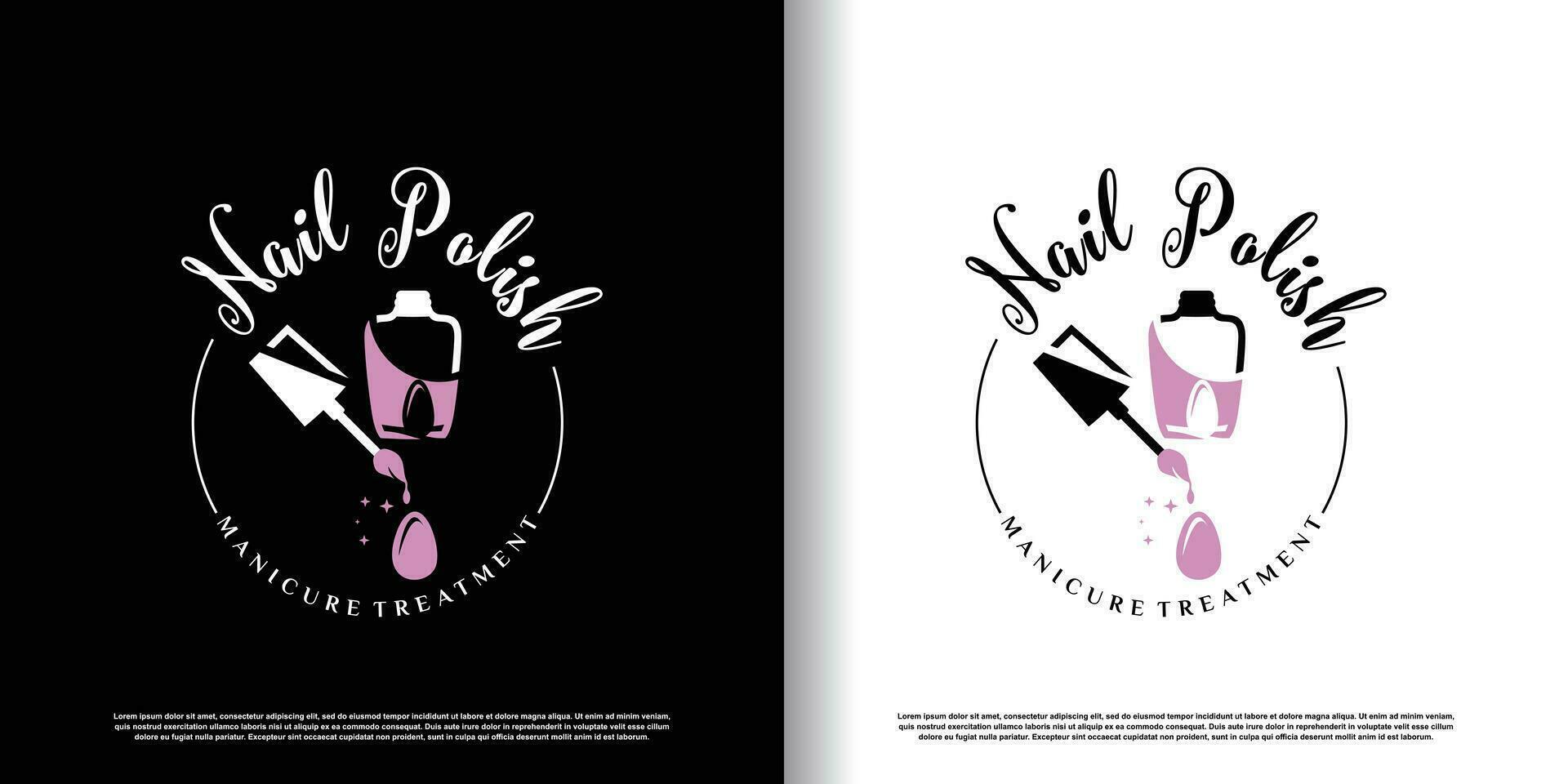 Nail polish logo with creative concept premium vector