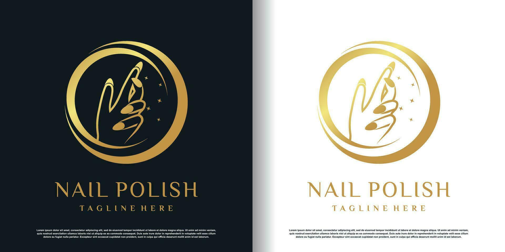 Nail polish logo with creative concept premium vector