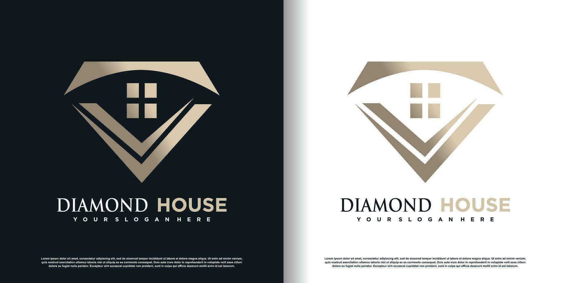 Diamond house logo with creative concept premium vector