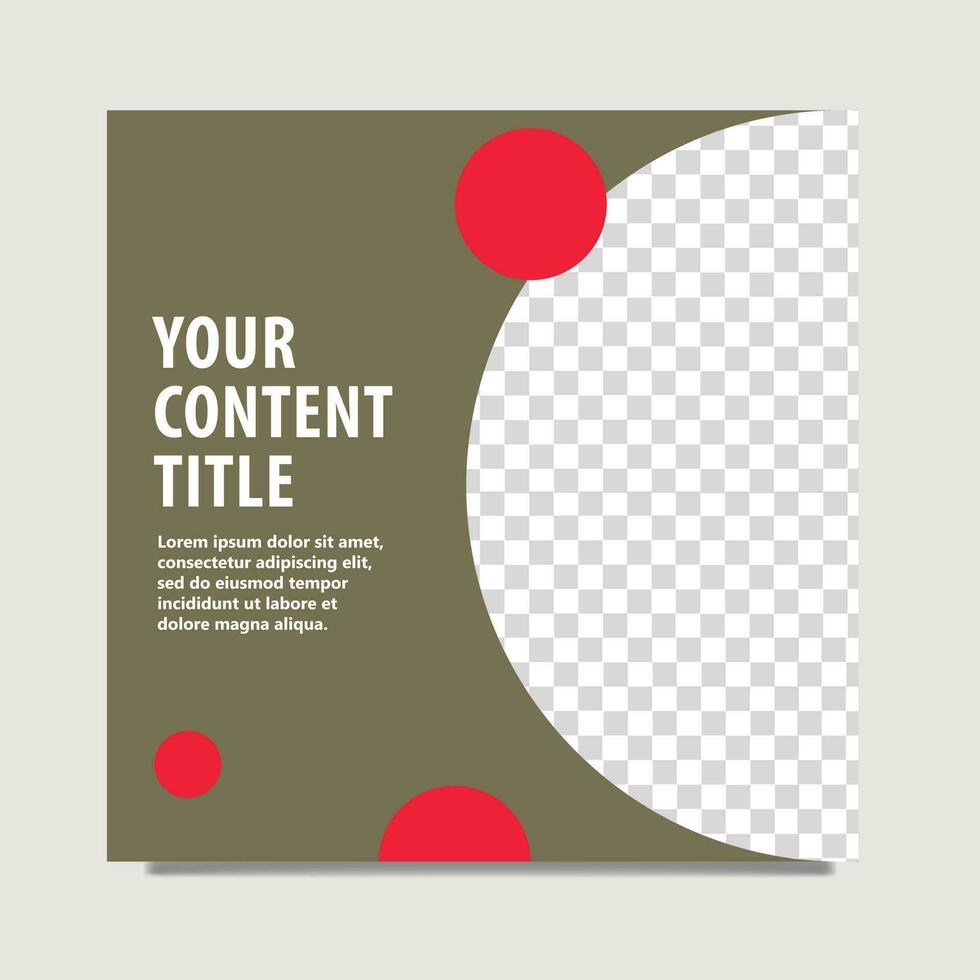 Brown social media template with red circles decoration and half circle image space. Suitable for carousel, microblog cover, and internet advertising. vector