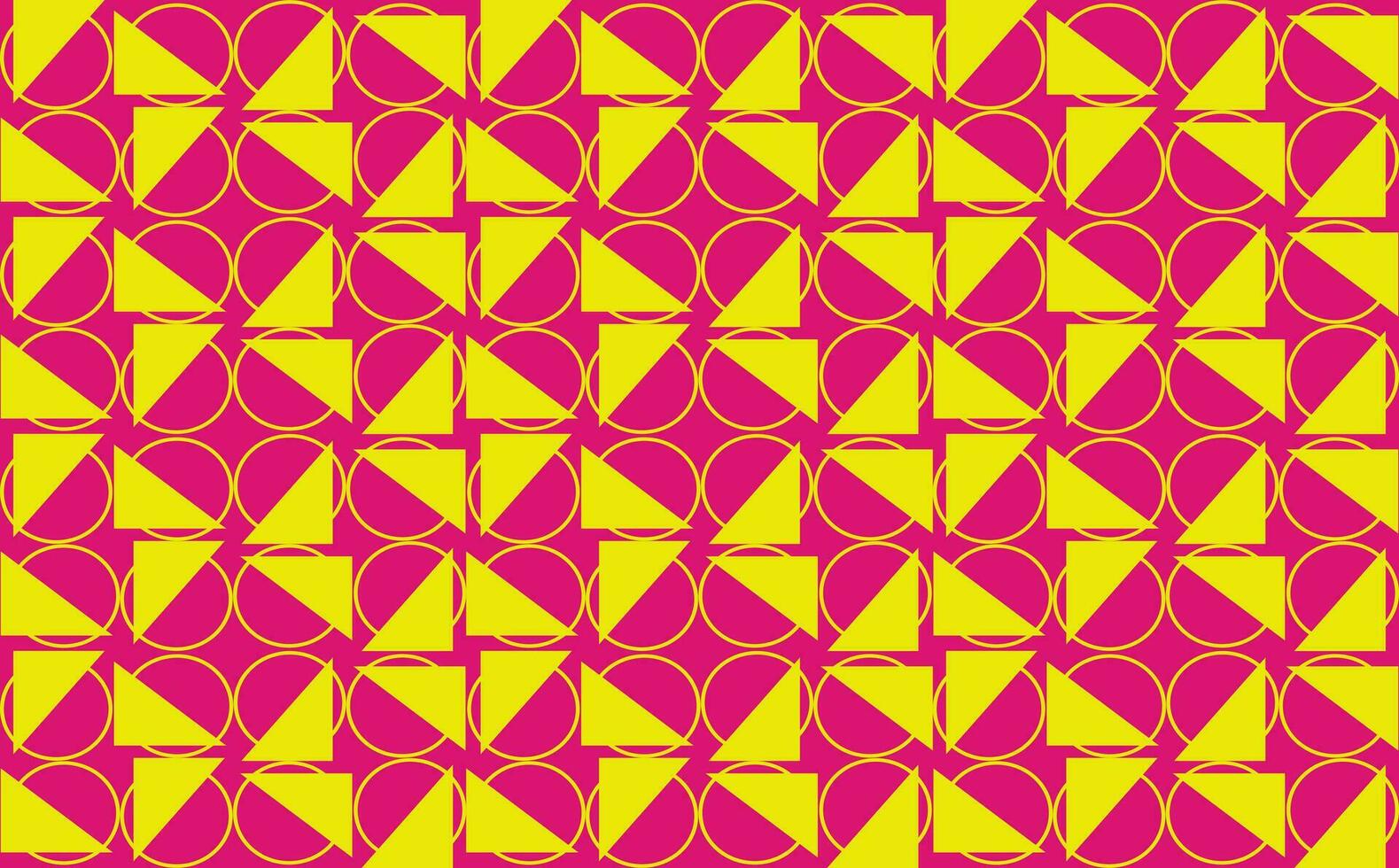 Triangles and outline circles pink and yellow vector pattern background. Fill background. Suitable for poster, cover, backdrop, and design template element.