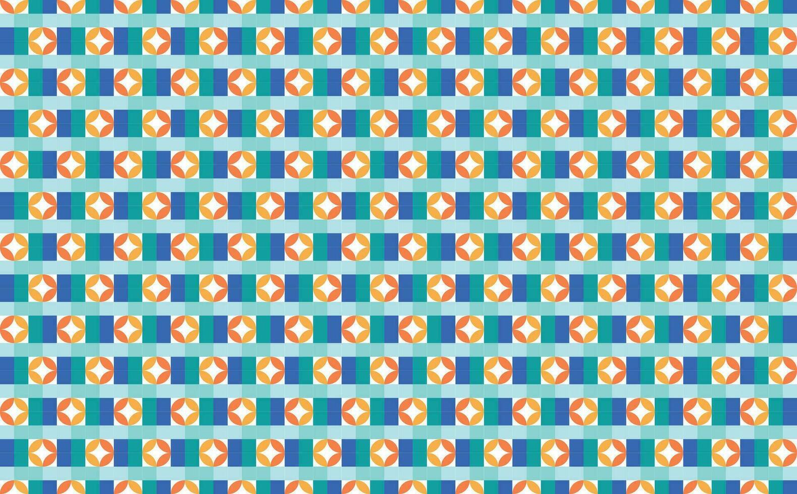 Blue squares and orange circles vector pattern background. Fill background. Suitable for design template, backdrop, brand identity, and promotion media.