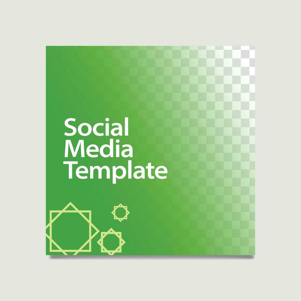 Islamic theme social media post template with green background and octagonal stars. Suitable for carousel, microblog, internet advertising, photo frame, and promotion media. vector