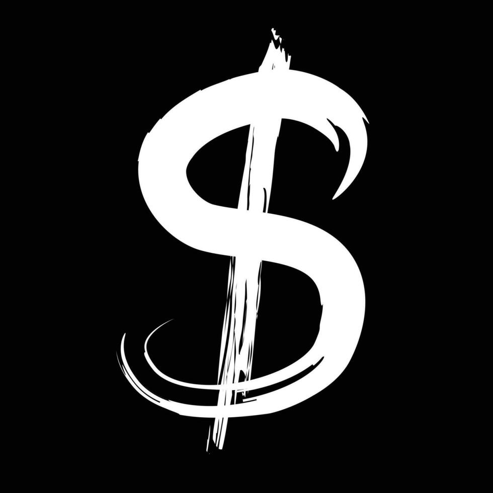 Vector dollar icon symbol isolated on black background