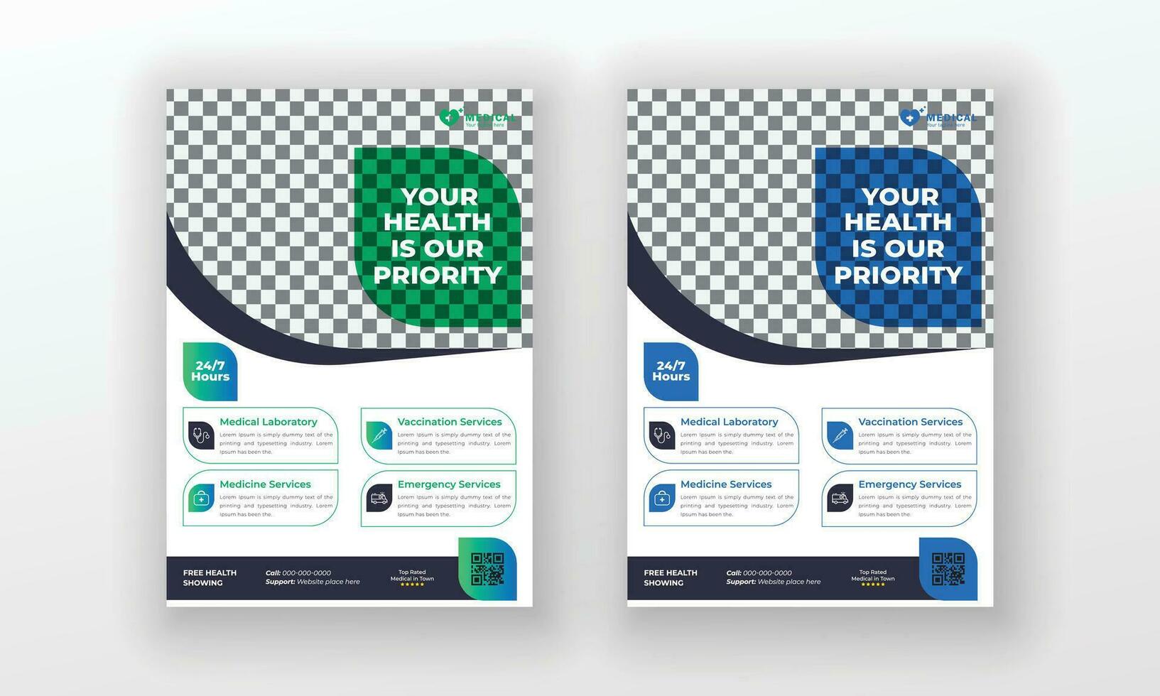 Creative medical healthcare flyer poster template design vector