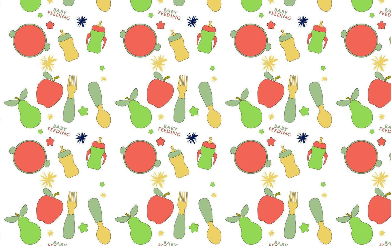 baby feeding tools seamless pattern vector art