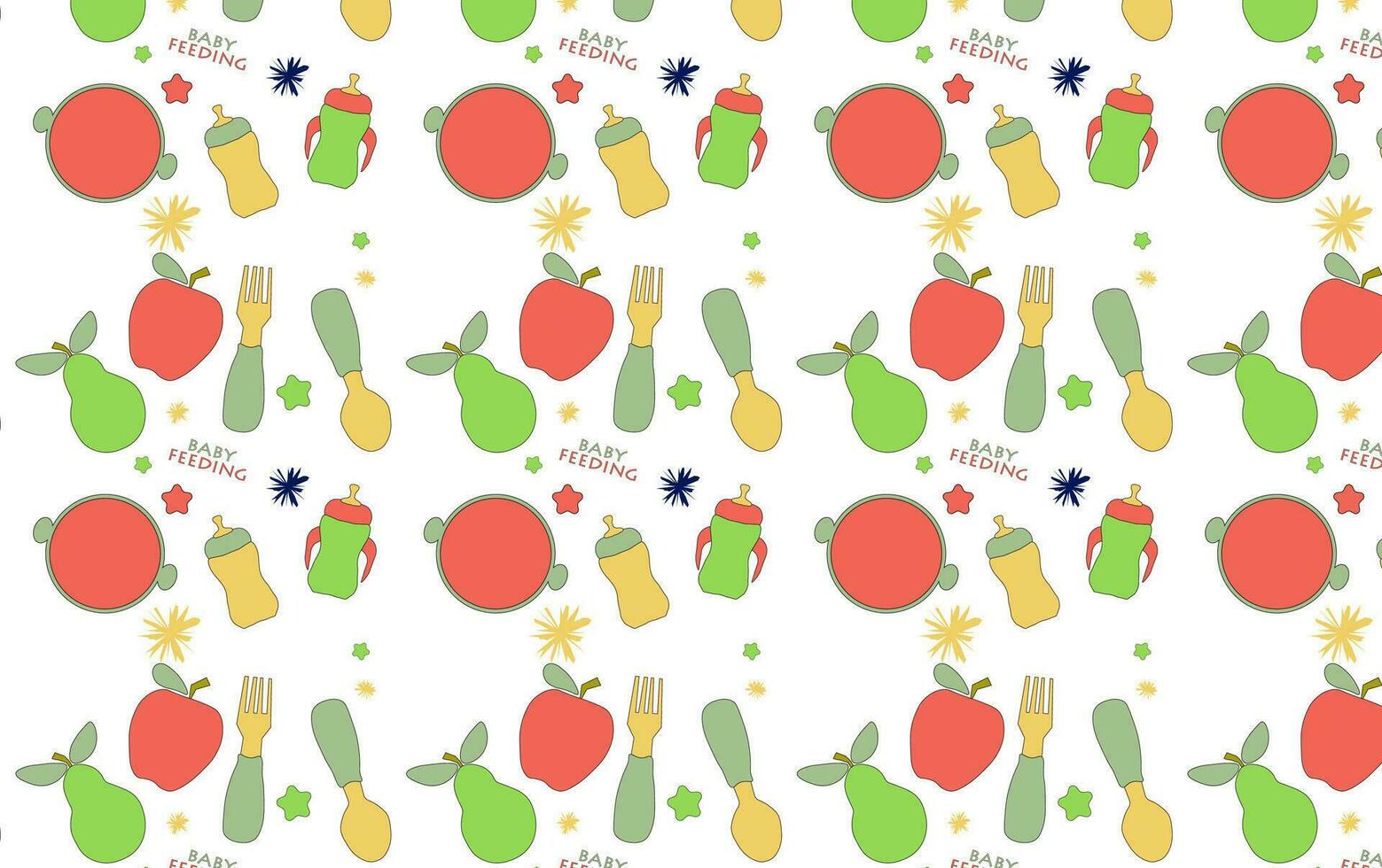 baby feeding tools seamless pattern vector art