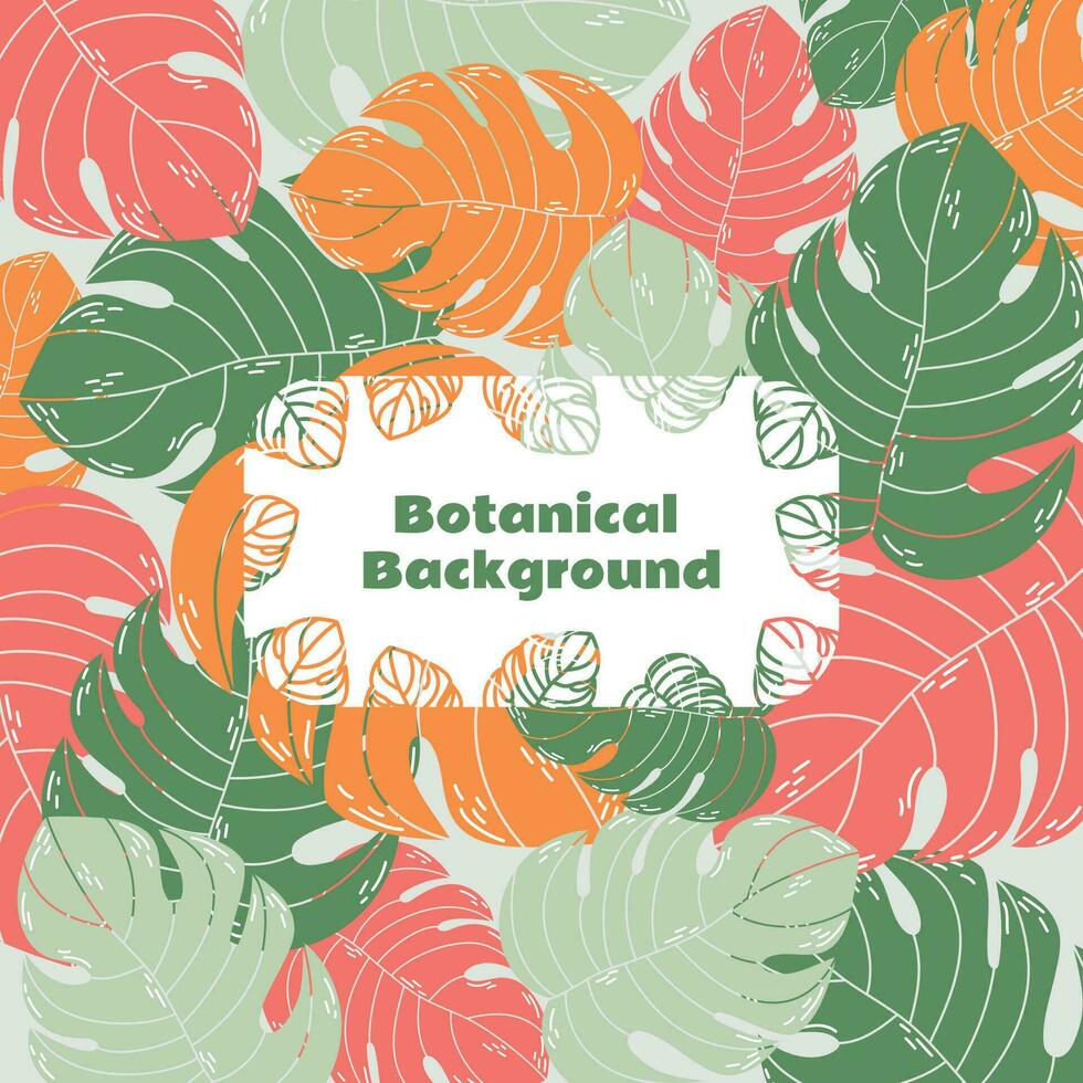 Colorful bright background with monstera leaves. Seamless botanical illustration with tropical plants. vector