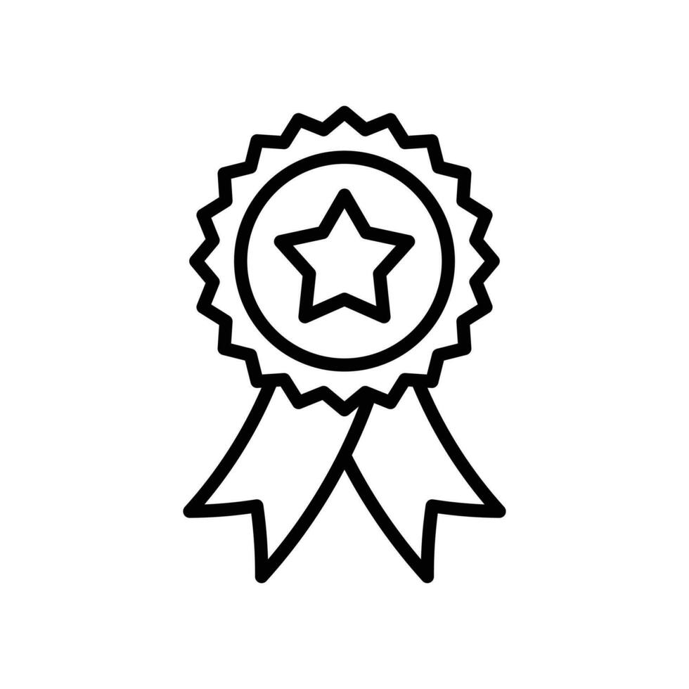 quality badge meda achievement icon outline style black  isolated on white background vector