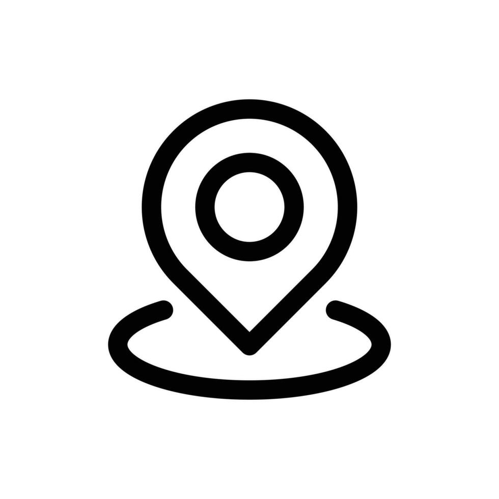 Location Pin with black outline symbol on Isolated white background style icon for gps navigation vector