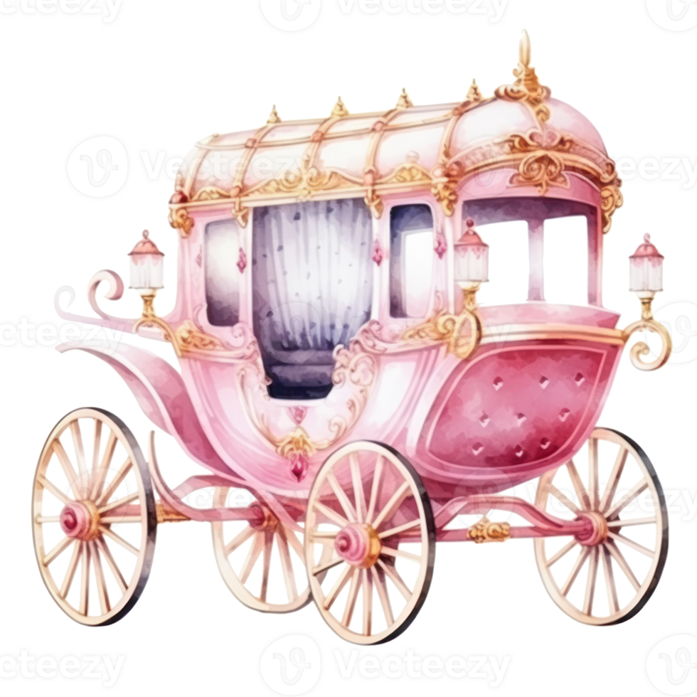 Watercolor Princess coach. Illustration png