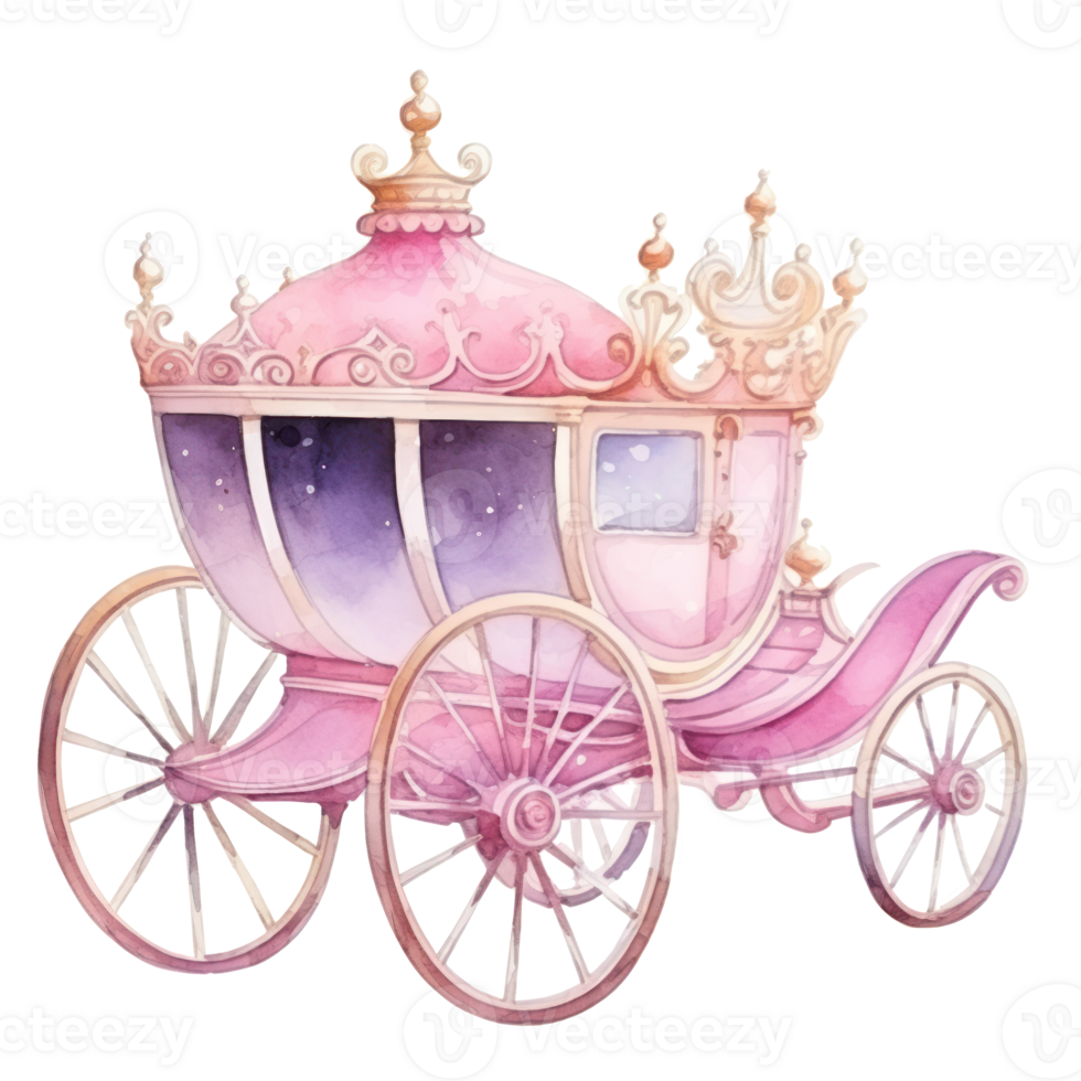 Watercolor Princess coach. Illustration png