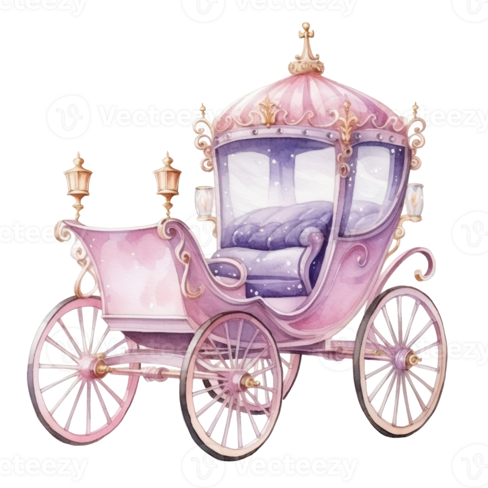 Watercolor Princess coach. Illustration png