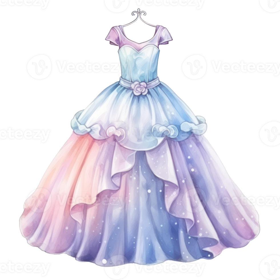 Watercolor princess dress. Illustration png