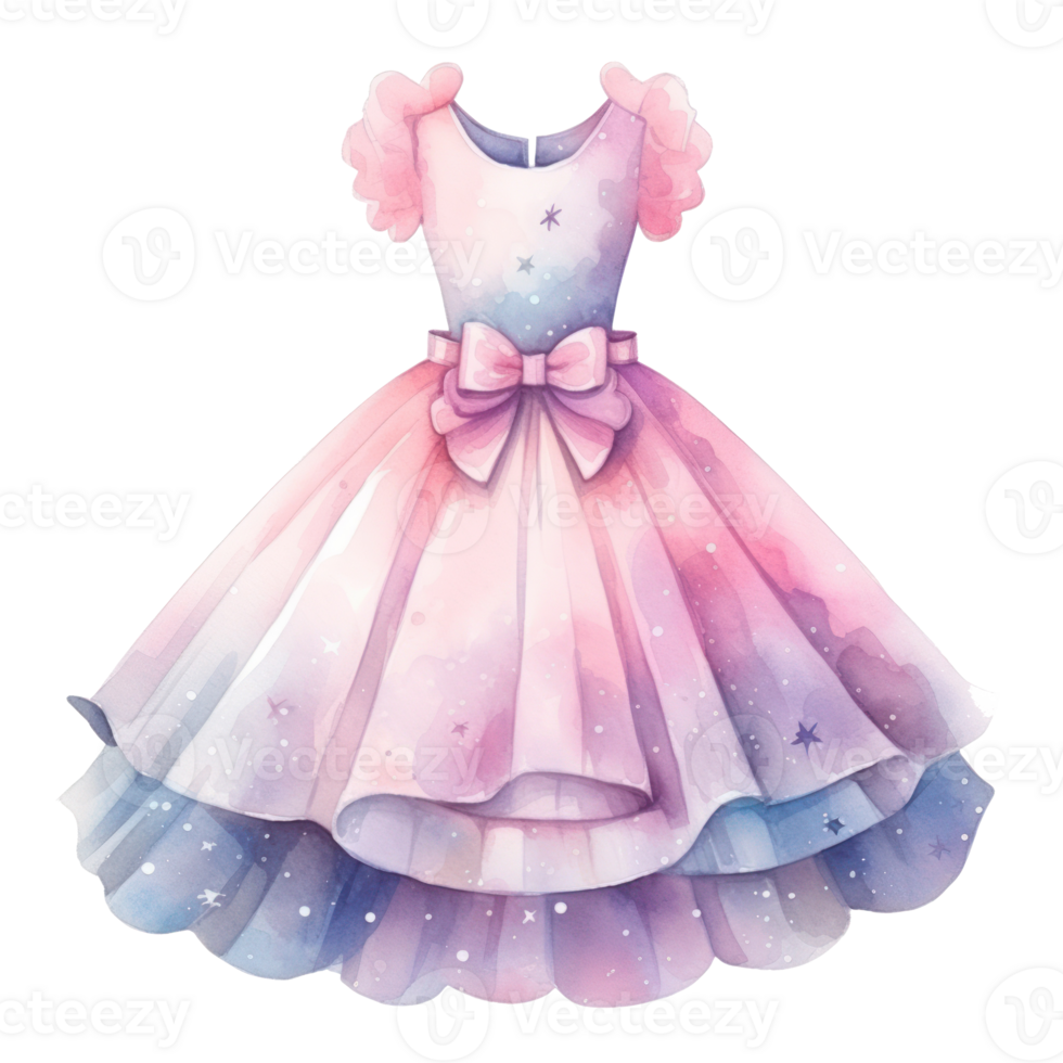 Watercolor princess dress. Illustration AI Generative png