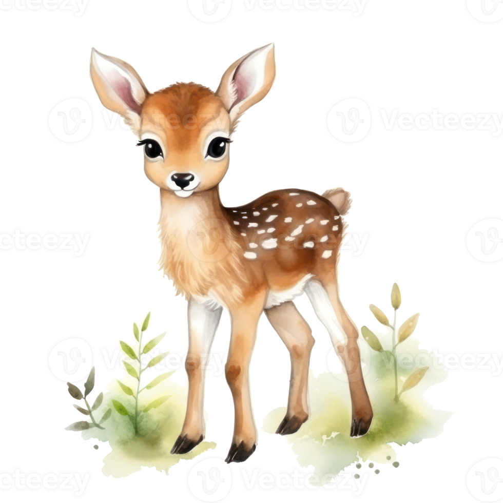 Watercolor forest deer isolated. Illustration AI Generative png