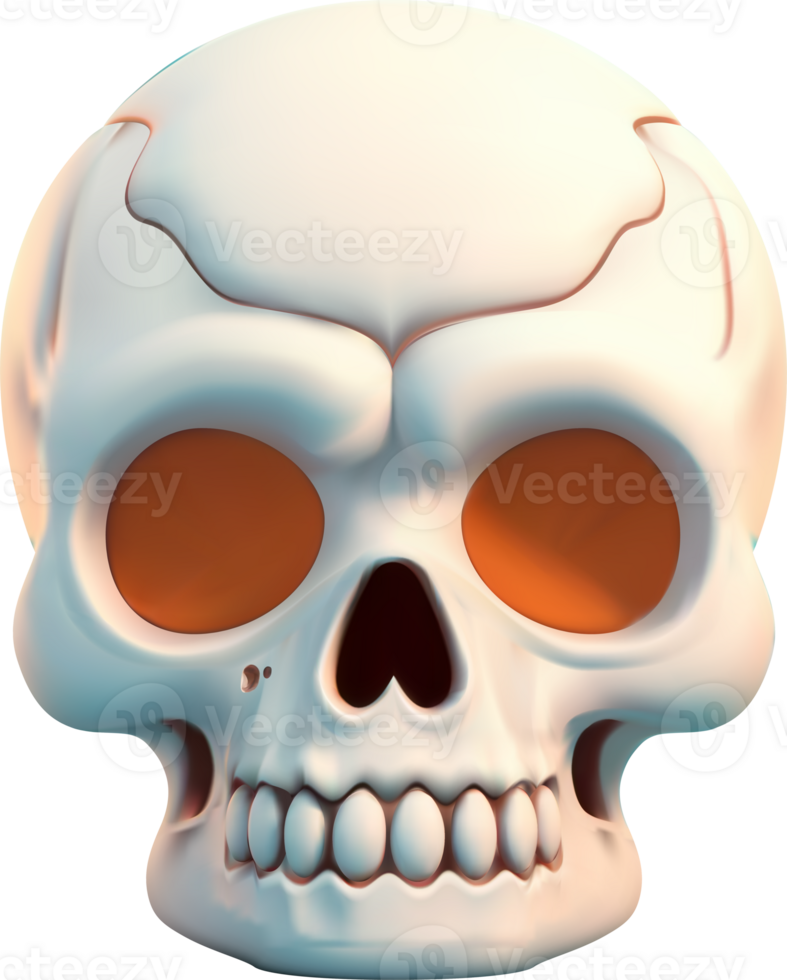 3D cute cartoon skull. Vector Illustration png