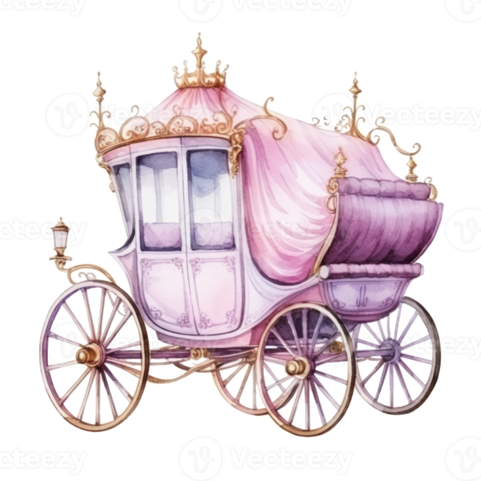 Watercolor Princess coach. Illustration png