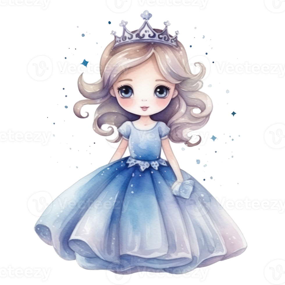 carino acquerello Principessa. illustrazione ai generativo png