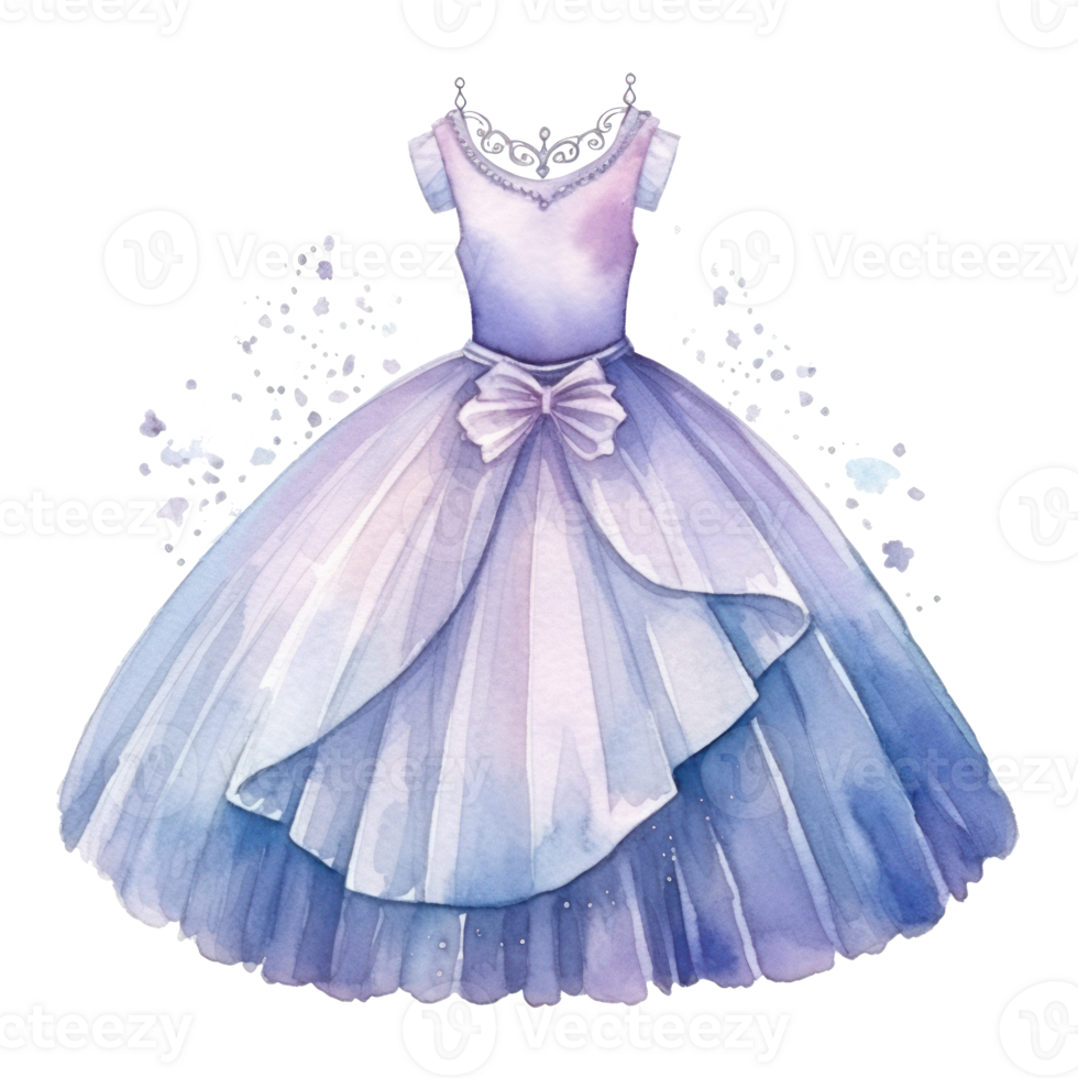 Watercolor princess dress. Illustration AI Generative png