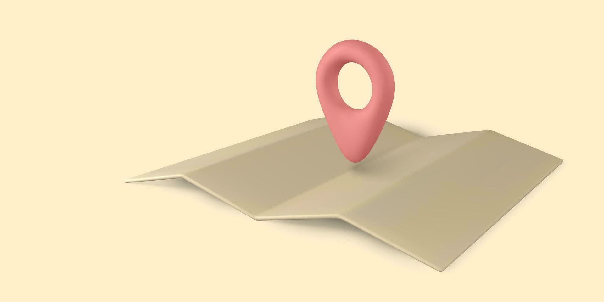 3d pin point marker with shadow. Location icon on map. Vector illustration