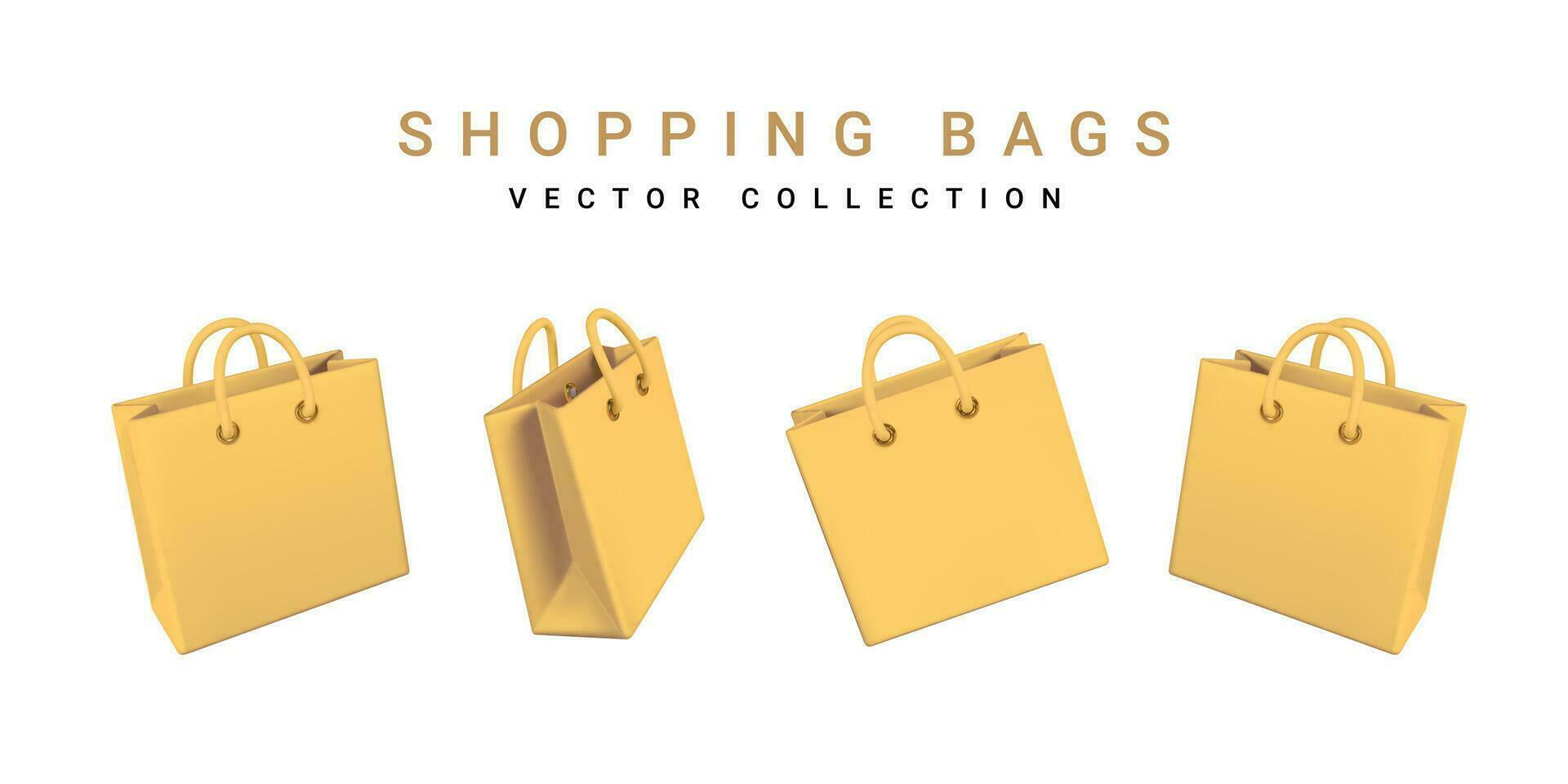 3d empty shopping bags on a white background. Shopping concept. Vector illustration