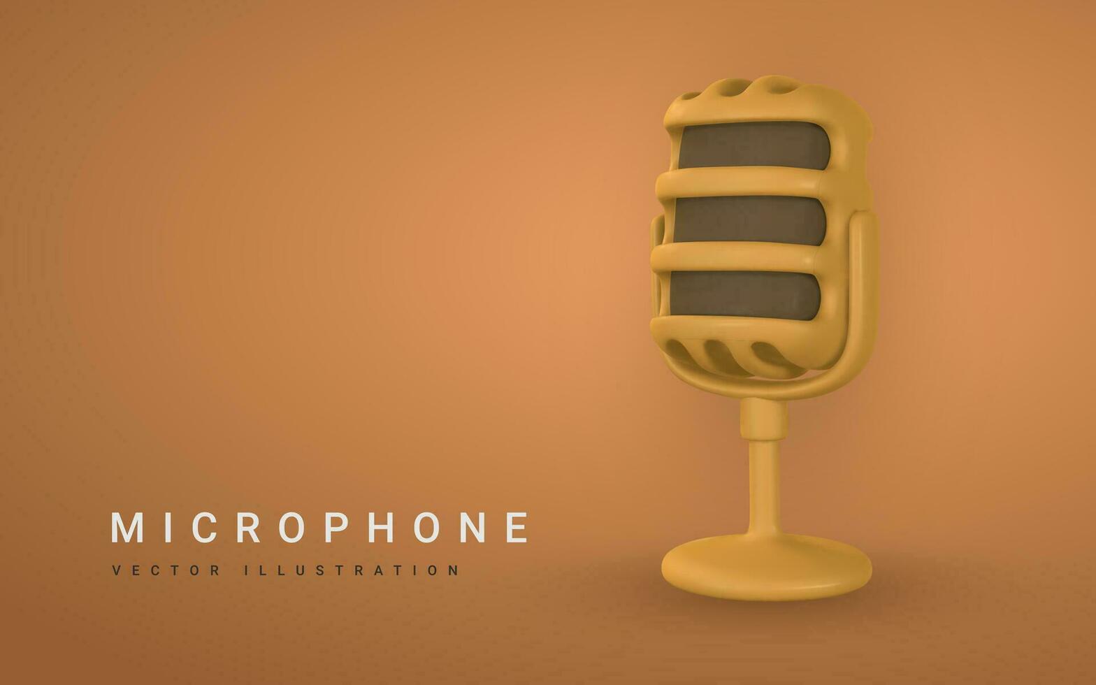 3d microphone for radio, music or karaoke. Audio equipment for broadcasts and interviews in cartoon style. Vector illustration