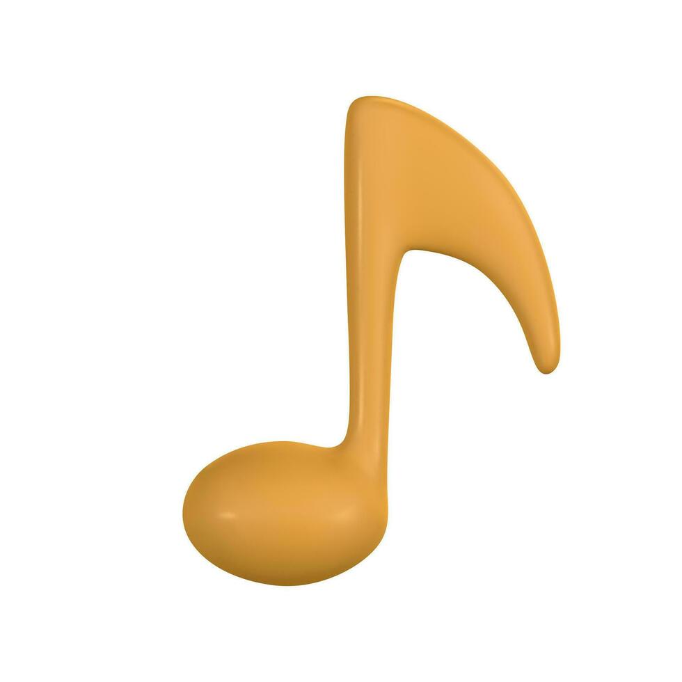 3d music note for music concept design in plastic cartoon style. Vector illustration