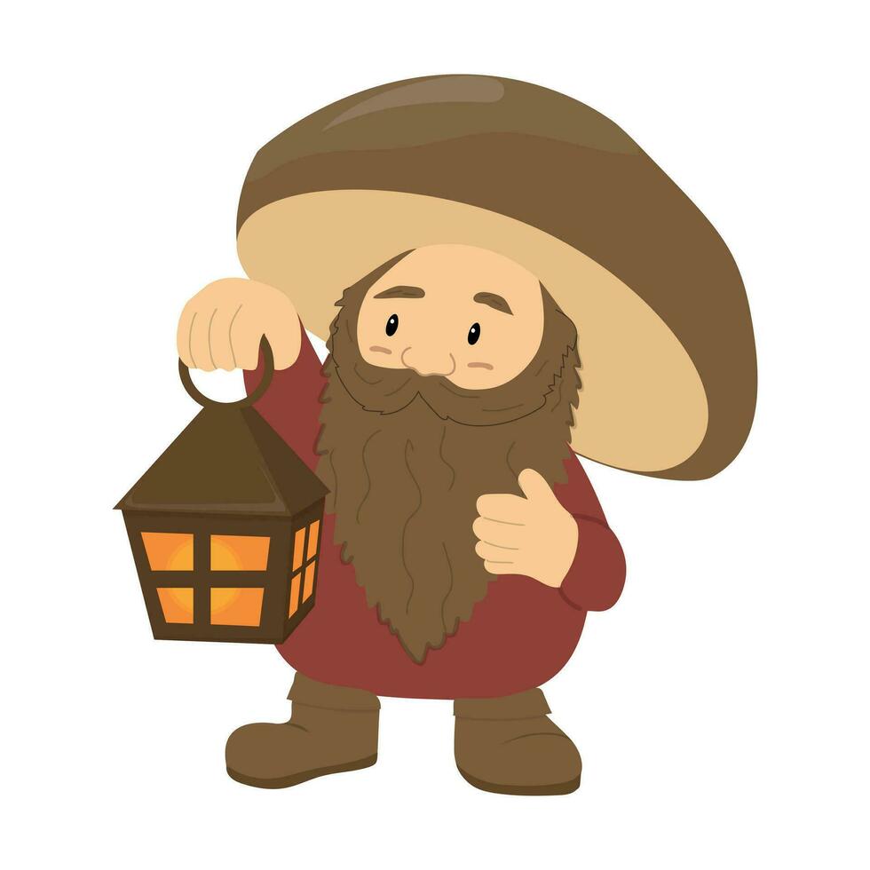 Dwarf with a hat in the form of a Mushroom vector