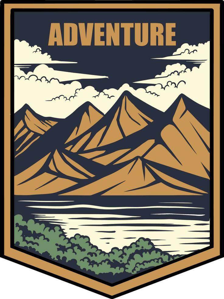 acampar aventuras vector logo, montaña prima logo vector. diseño para insignia, pegatina, emblema, etc