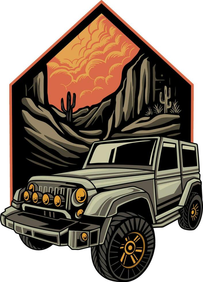 aventuras suv apagado la carretera ilustración vector